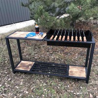 Мангал стаціонарний із поличкою та дровницею № 61