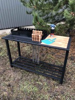 Мангал із підставкою під гаряче приладдя, з'ємна жаровня та дровниця