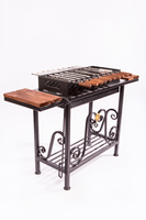 мангал на 11 шампуров с дровницей и двумя столиками